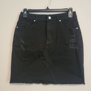 Just Quella Distressed Black Denim Skirt Size 4-6